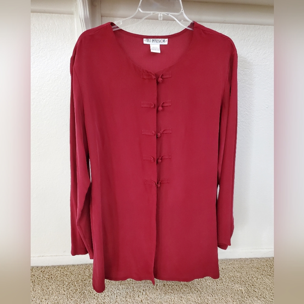 First Impressions 100% Silk Blouse, L